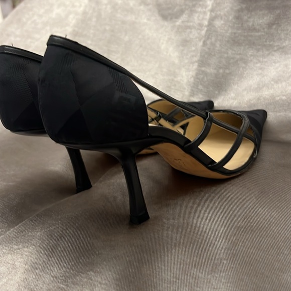 GIVENCHY Logo Black Pointed Toe Kitten Heels Size 37 - Picture 9 of 14